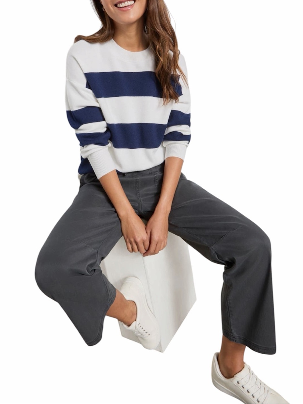 Splendid Livy Stripe Sweater Navy & White Striped Sweater Size XL NWT - Picture 4 of 5